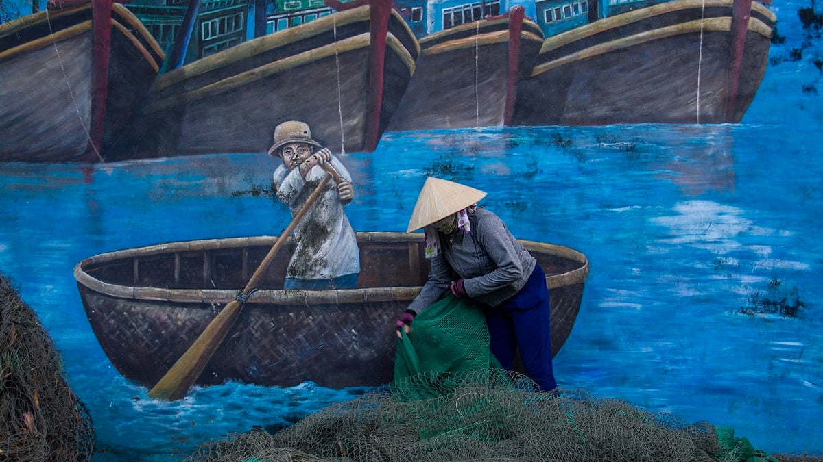 Sea village painting