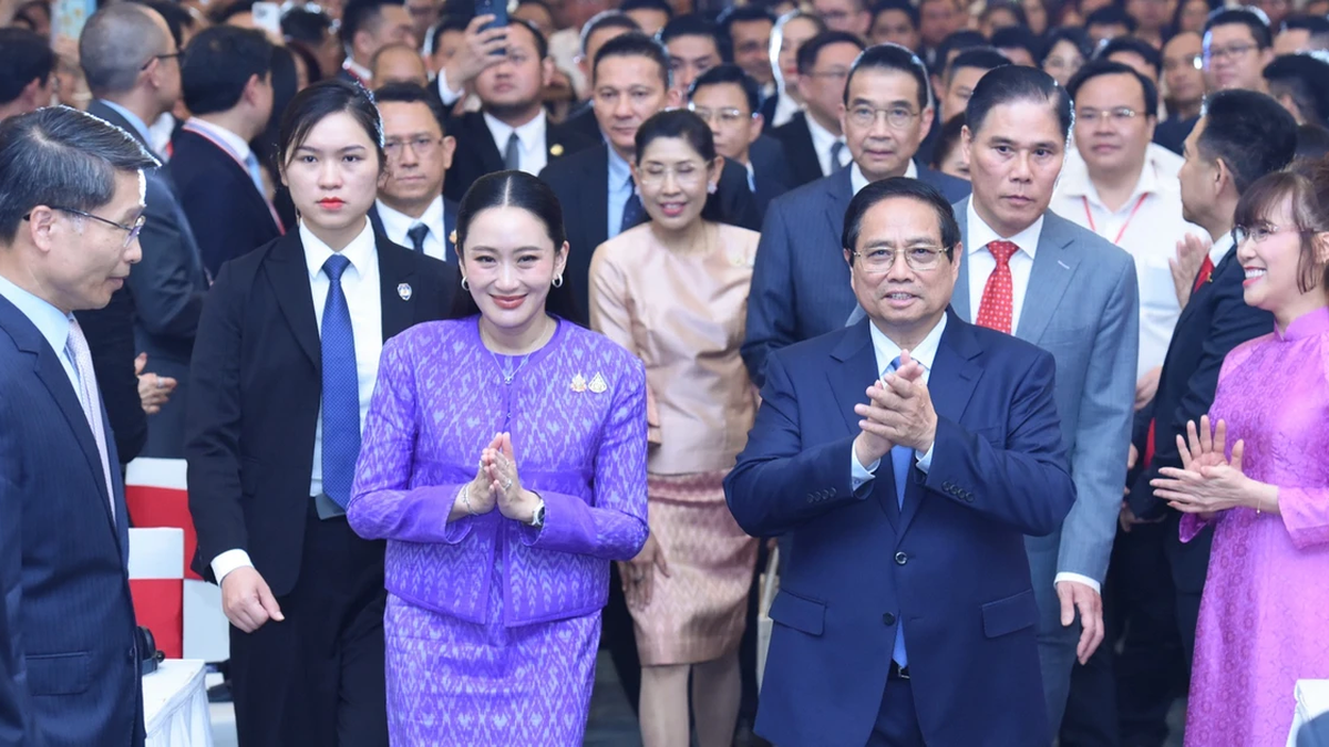 [Ảnh] Thủ tướng Phạm Minh Chính và Thủ tướng Vương quốc Thái Lan Paetongtarn Shinawatra dự Diễn đàn Doanh nghiệp Việt Nam-Thái Lan 2025
