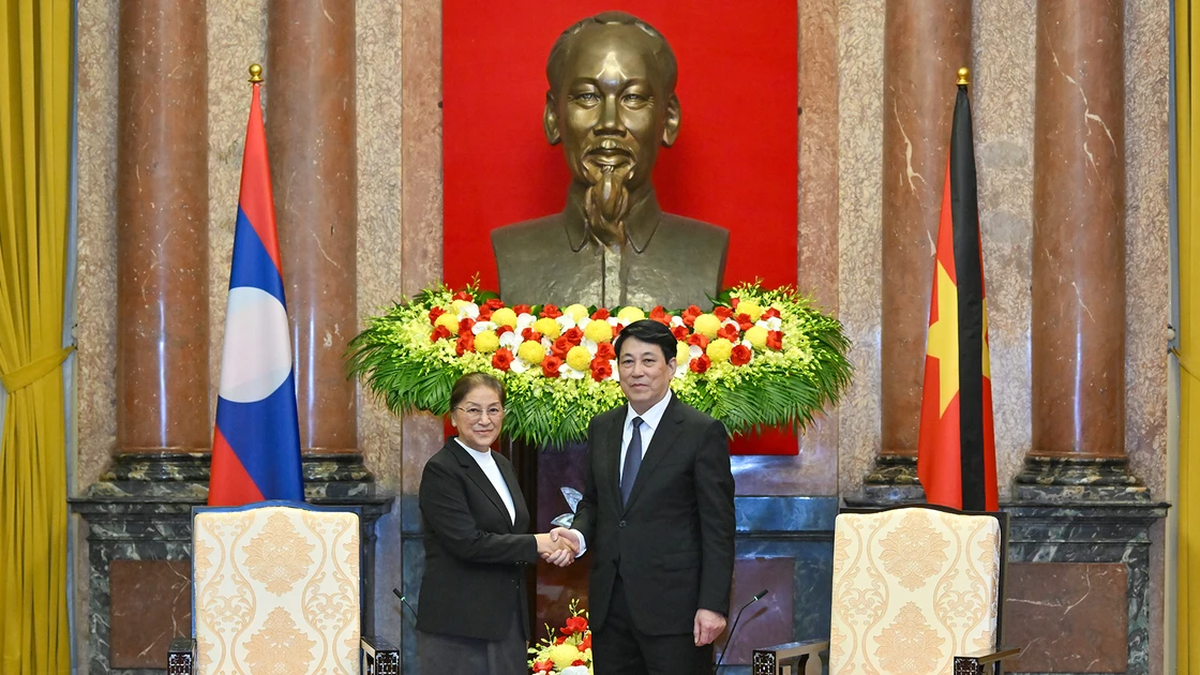 [Ảnh] Chủ tịch nước Lương Cường tiếp Phó Chủ tịch nước Lào Pany Yathotou