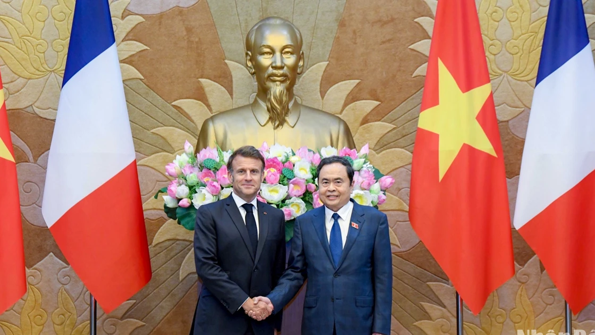 [Ảnh] Chủ tịch Quốc hội Trần Thanh Mẫn hội kiến Tổng thống Pháp Emmanuel Macron