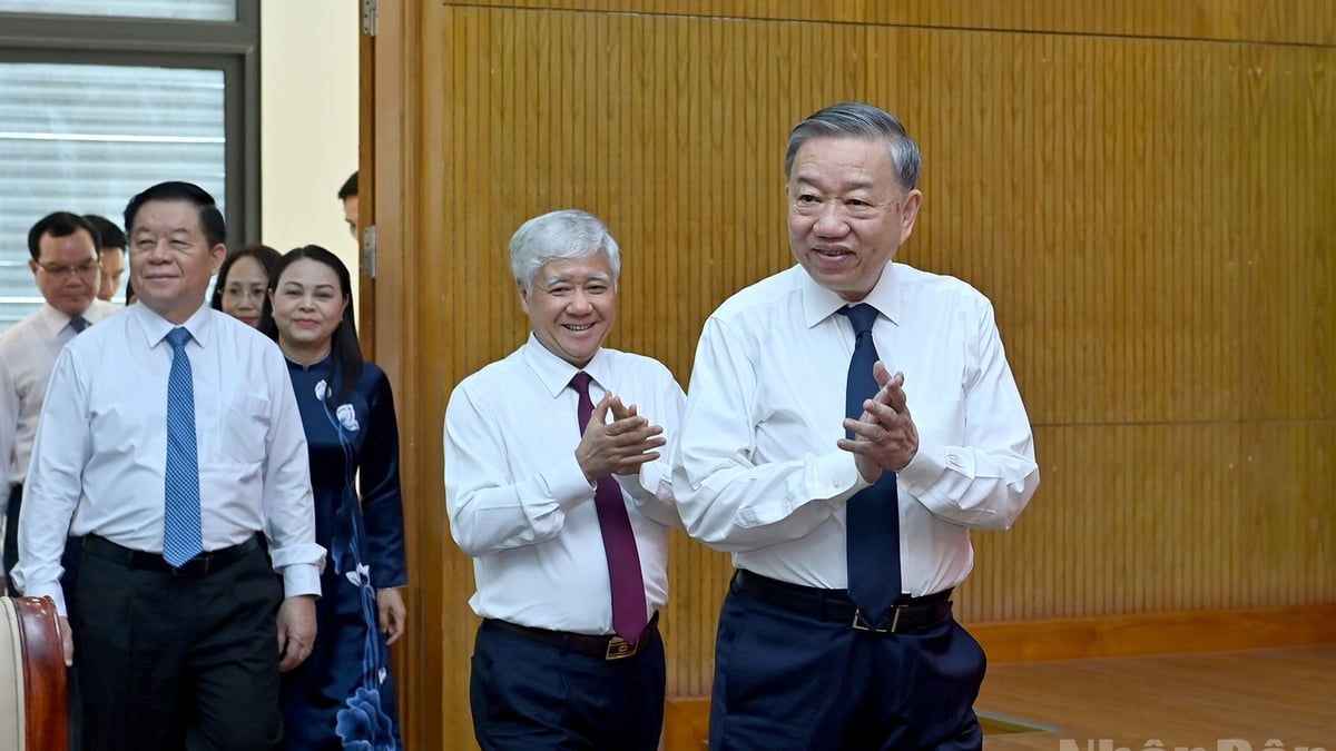 (Ảnh) Tổng Bí thư Tô Lâm làm việc với Đảng ủy Mặt trận Tổ quốc, các đoàn thể Trung ương