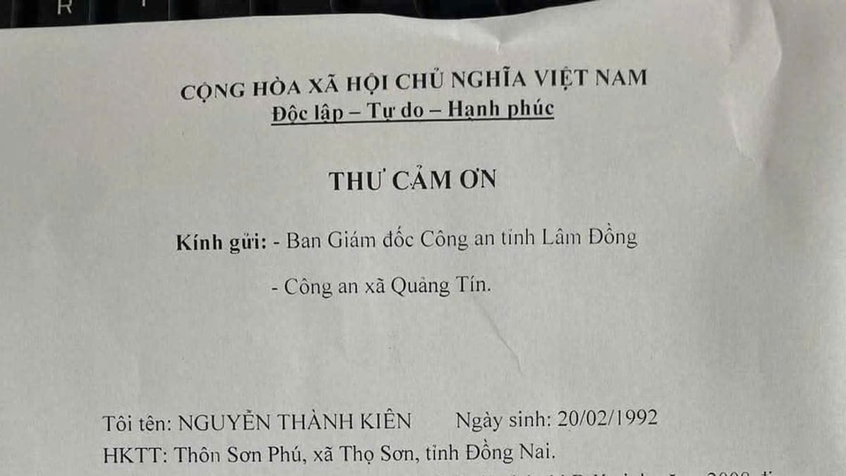 People send thank you letters to Lam Dong Provincial Police