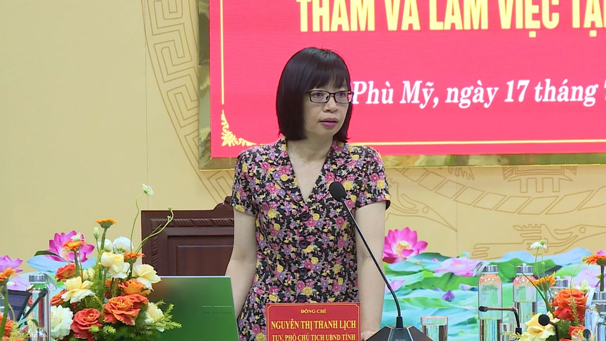 Vice Chairwoman of the Provincial People's Committee Nguyen Thi Thanh Lich works in Phu My commune