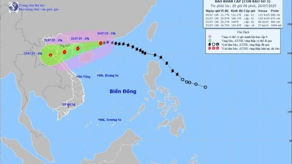 3호 폭풍 관련 최신 소식: 꽝닌성에서 하이퐁까지 480km 떨어진 곳에서 14단계 돌풍 발생