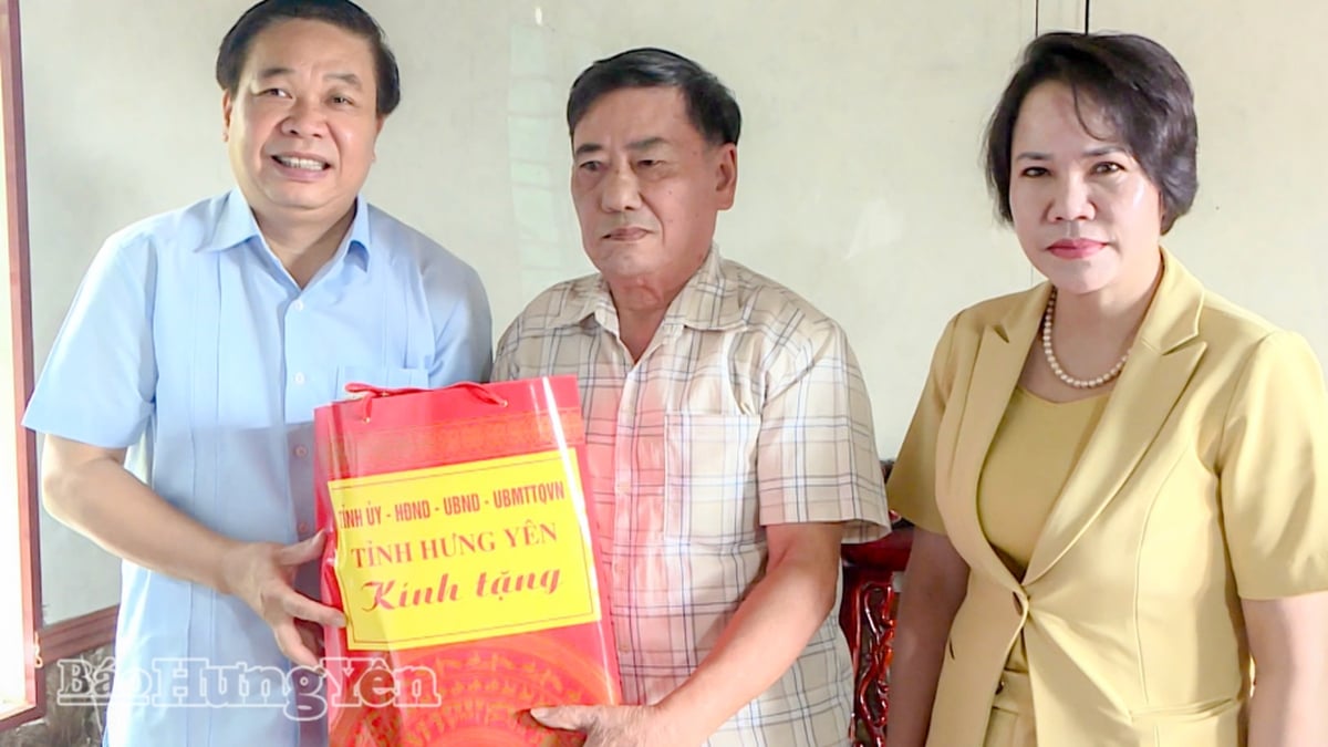 Los líderes provinciales visitaron y entregaron regalos a personas meritorias en la comuna de Tay Thuy Anh.