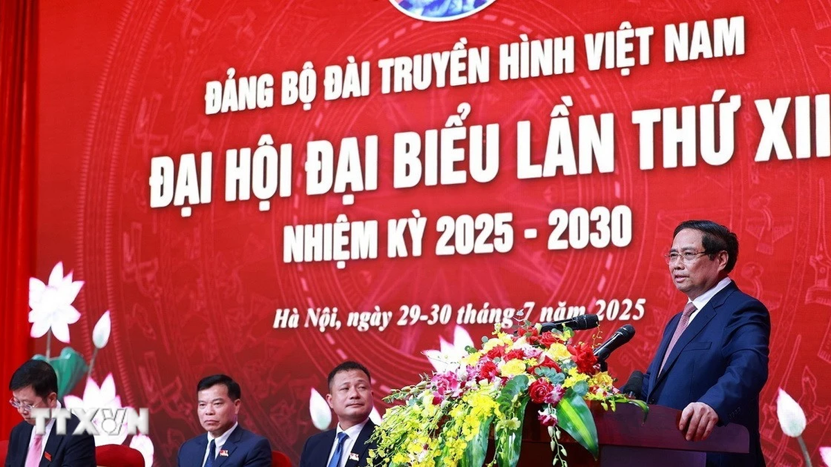 Le Premier ministre assiste au congrès du Parti de la télévision vietnamienne pour le mandat 2025-2030
