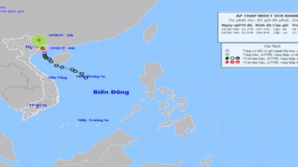 Tropisches Tiefdruckgebiet über dem Meer von Quang Ninh - Hai Phong, Windböenstufe 8