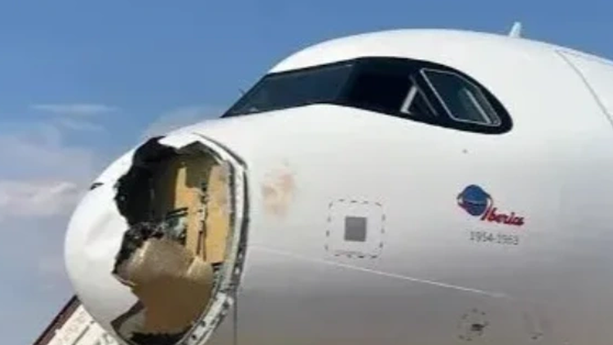 The unlucky plane - just 4 weeks in operation, the nose was broken by a bird