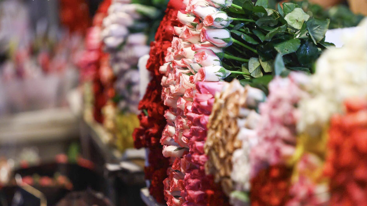 Multidões de pessoas que faziam compras para o Tet (Ano Novo Lunar) lotaram o maior mercado de flores do norte do Vietnã, que permaneceu movimentado durante toda a noite.