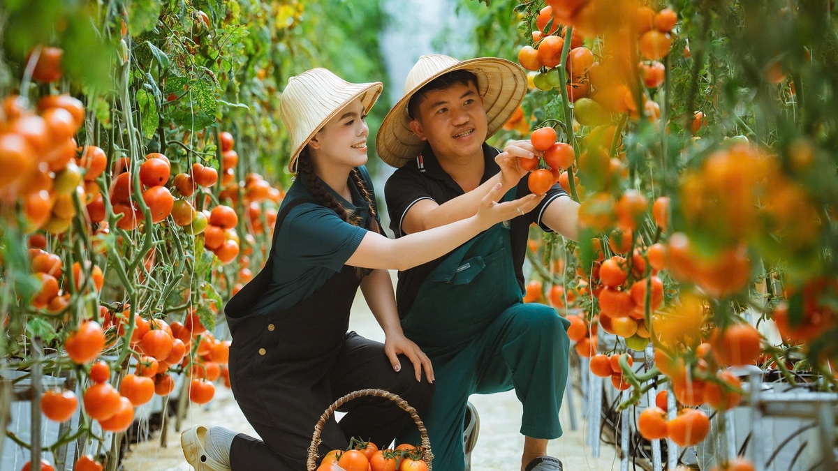 Image 18: 婚礼照片是在一个种满了果树的花园里拍摄的，这些果树都是这对新人自己种植的。