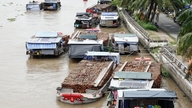 De unieke drijvende markt op de Cai Con-rivier in de Mekongdelta: er wordt geen fruit verkocht.