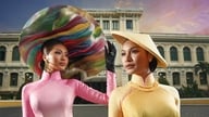 De to beste Miss Cosmo 2024-deltakerne har på seg tradisjonelle vietnamesiske ao dai-kjoler for å promotere vietnamesisk kultur.