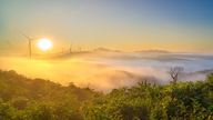 Vive la aventura definitiva de observación de nubes en medio del parque eólico.