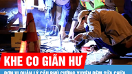Sostituzione dei materassi di gomma sul ponte di Phu Cuong durante la notte.