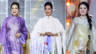 عرض الفنانان الشعبيان كيم شوان وترينه كيم تشي فساتين "آو داي" الفيتنامية التقليدية إلى جانب ملكات الجمال.