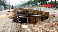 État actuel des travaux de construction du projet de protection contre les inondations sur la rue Vo Chi Cong.