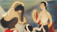 To malerier af unge kvinder, der bader, af en berømt vietnamesisk kunstner vakte furore på auktioner i Hongkong.