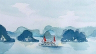 Baie d'Ha Long : le « lieu de débarquement » - une île rocheuse formée à partir d'anciens rochers marins il y a 500 millions d'années.