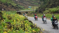 Mengawal selia lawatan motosikal di laluan Ha Giang Loop.