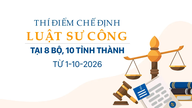 โครงการนำร่องสำหรับการจัดตั้งทนายความสาธารณะใน 8 กระทรวงและ 10 จังหวัด/เมือง เริ่มตั้งแต่วันที่ 1 ตุลาคม 2569
