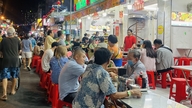 Famous Chinese community dumplings on Ha Ton Quyen food street.