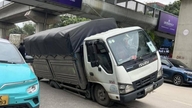 Caminhão cai em cratera na rua Nguyen Trai, em Hanói.