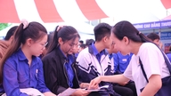 Da Nang: Bijna 1.000 studenten en werknemers namen deel aan de beurs voor beroepsonderwijs en -training, inclusief voorlichting en werving.