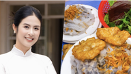 Miss Ngoc Han probierte voller Begeisterung die lokale Spezialität, Reisrollen mit Tintenfischwurst, in Ha Long.
