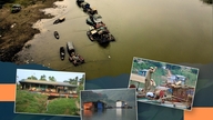Rumah-rumah tanpa nombor di perkampungan nelayan di sepanjang Sungai Lo.