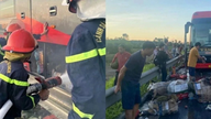 En sovebus med 33 passagerer brød pludselig i brand på nord-syd-motorvejen.