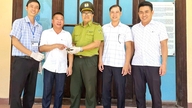 Thuan Hoa Ward koordinerede overdragelsen af ​​den stribede halsskildpadde til de relevante myndigheder.