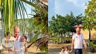 เทียน ลัวต์ พาฝาแฝด โจลี และ เจนซี ไปเที่ยวสวนกว้างขวางที่บ้านเกิดของทู ตรัง