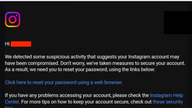 Meta a trimis alerte prin e-mail utilizatorilor de Instagram.