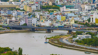 En panoramaudsigt over stedet, hvor Ho Chi Minh City bygger den over 1,1 billioner VND dyre Vam Thuat-bro, der forbinder forstæderne med bymidten.