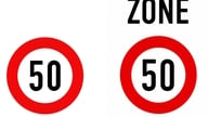 흰색 바탕에 빨간색 테두리와 빨간색 글씨가 있는 표지판과 'ZONE'이라는 단어를 어떻게 구분할 수 있나요?