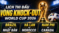 Jalkapallon MM-kisojen 2026 pudotuspelien otteluohjelma: Brasilia vs. Japani, Alankomaat vs. Marokko