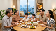 家族での食事：愛と家族の伝統を結びつける糸。