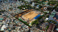 Een panoramisch uitzicht op het bijna 100 jaar oude Thong Nhat-stadion na 3 maanden renovatie.