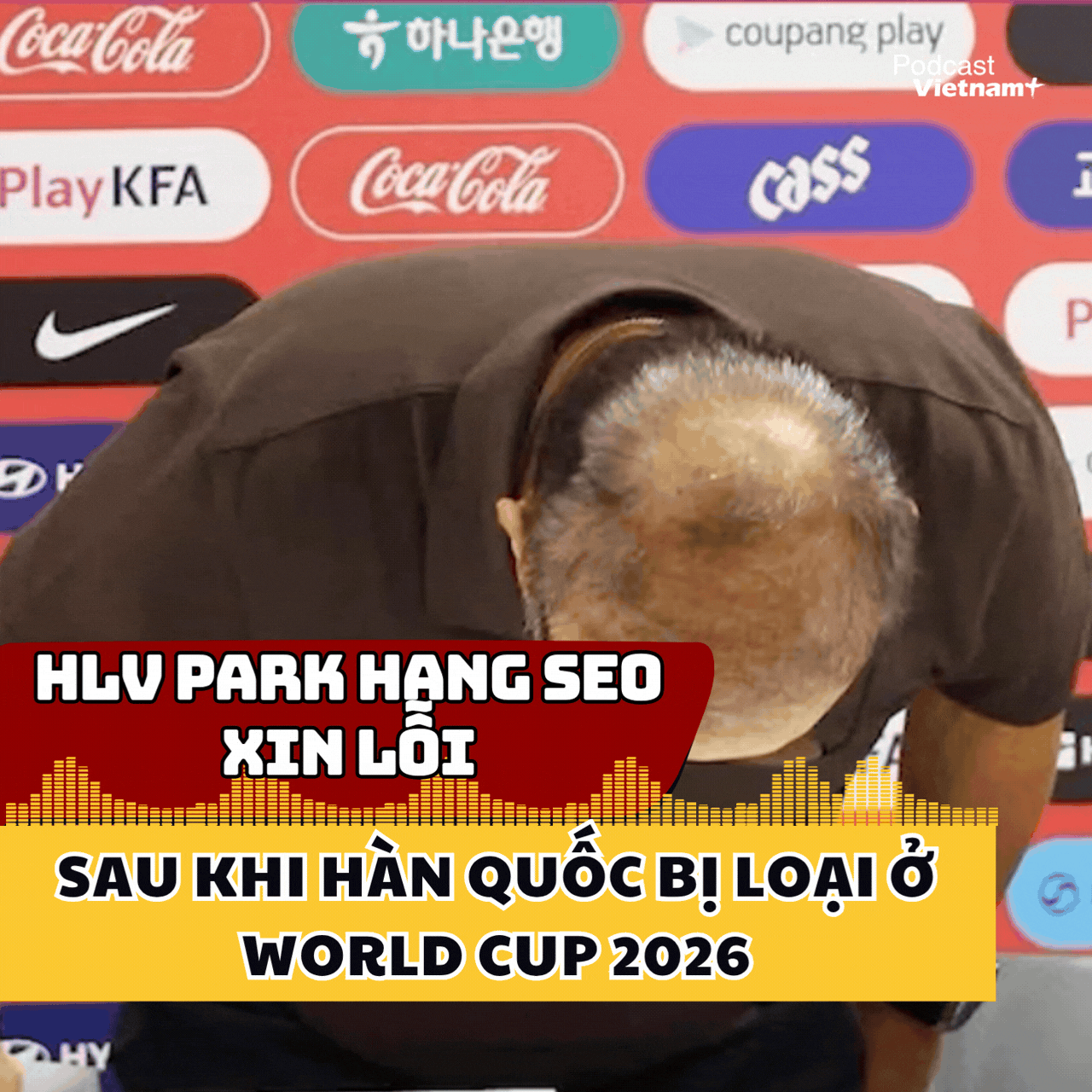 Park Hang Seo edző bocsánatot kért Dél-Korea 2026-os világbajnokságról való kiesése miatt.