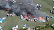 Brand in der Nähe der Thi Nai Lagune: 12 Fischerboote zerstört, Gesamtschaden über 10 Milliarden VND.