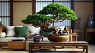 Zamanın hazineleri olan bu dört bonsai ağacı, ailenin kalıcı köklerine ve sonsuz bereketine dair dileğini somutlaştıran, mükemmel güzellikte eserlerdir.