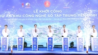 Il vice primo ministro Ho Quoc Dung partecipa alla cerimonia di posa della prima pietra per la zona a elevata concentrazione di tecnologie digitali a Thai Nguyen.