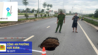 A Thai Nguyen, si è aperta una voragine nel mezzo di una strada di accesso a una zona industriale.
