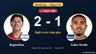 ŽIVĚ Argentina vs Kapverdy: Po základní hrací době a prodloužení vede Argentina 2:1