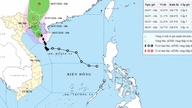 Maklumat terkini mengenai Taufan No. 1: Terletak 210km dari Mong Cai, wilayah Timur Laut dan wilayah Thanh Hoa sedang mengalami hujan yang sangat lebat.