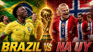 Samenvatting van de voorspelde score voor Brazilië tegen Noorwegen om 3:00 uur 's ochtends op 6 juli 2026.