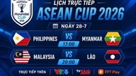 Lịch trực tiếp ASEAN Cup 2026 ngày 28/07: Philippines, Malaysia ra trận