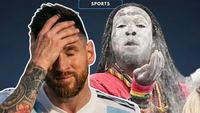 Humoristiske narrestreger fra VM i fodbold 2026: Troldmænd udfører kollektivt ritualer for at afværge onde ånder for superstjerner.