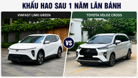 走行開始から1年後、7人乗りのVinFast Limo Greenとトヨタ・ヴェロズ・クロスの減価償却率は驚くほど低い。