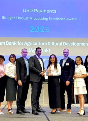 Agribank menerima Penghargaan Kualitas Pembayaran Internasional Luar Biasa 2023 dari Citibank.